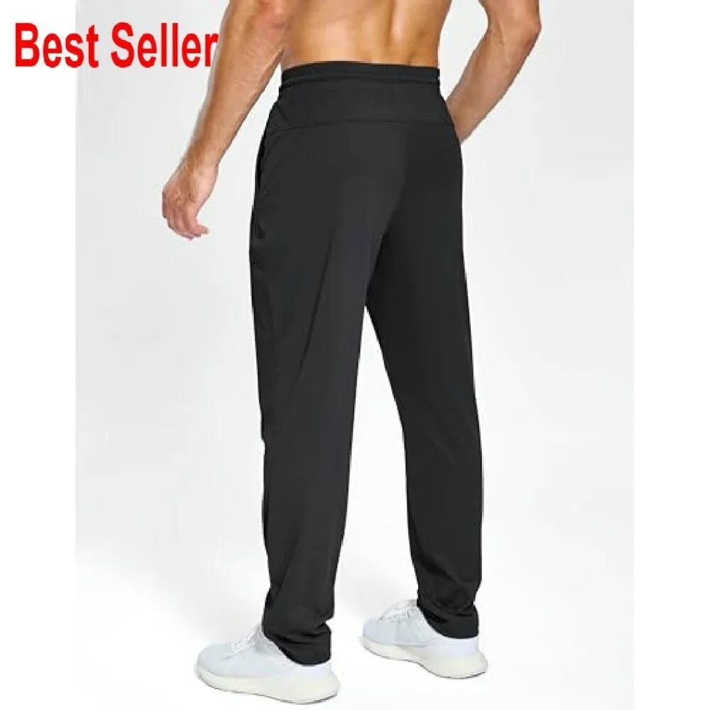 Men's Stretch Athletic Track Pants Tapered Fit Lightweight Workout Joggers